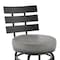 Armen Living Natya Swivel Counter or Bar Stool in Black Finish with Gray Faux Leather 840254333642 - alternate 4